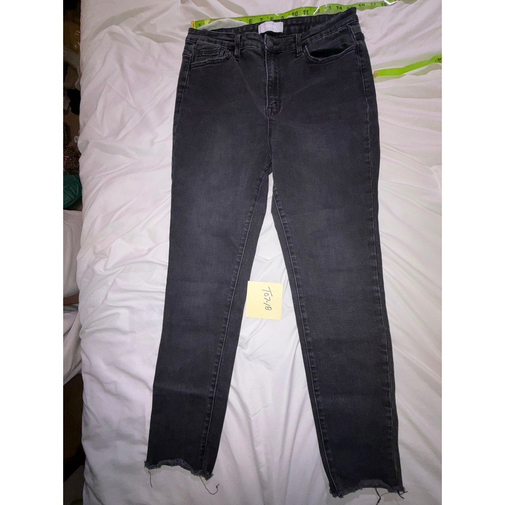 Vervet Blue High Rise Skinny Jeans Faded Black Raw Hem Size 31 T5265 T07-18